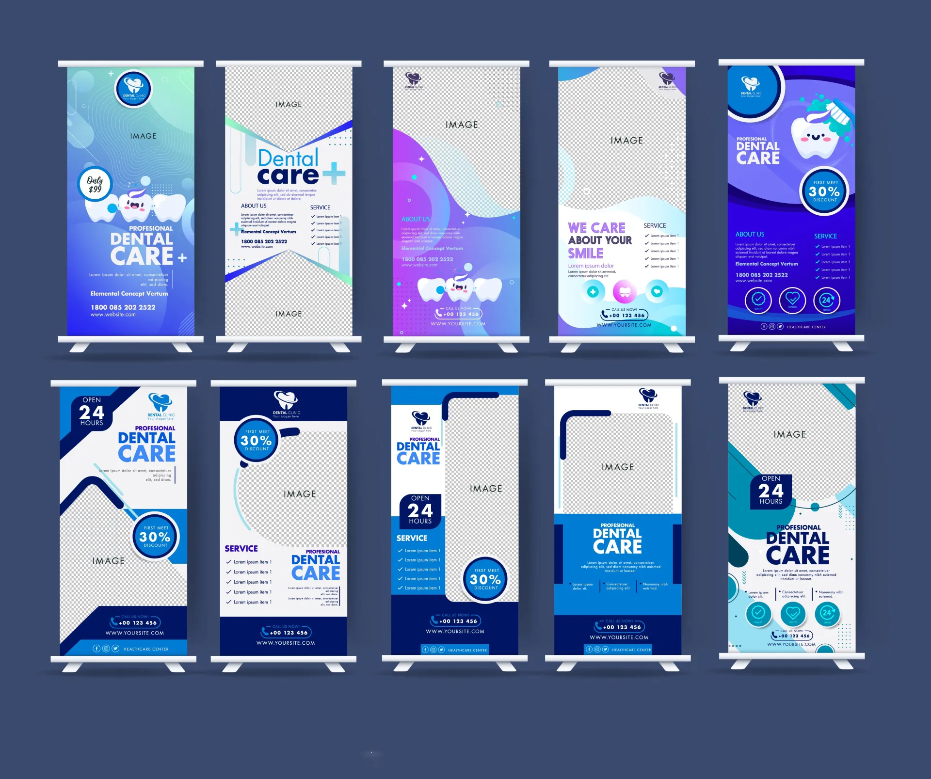 dental care roll up banner templates collection elegant modern 