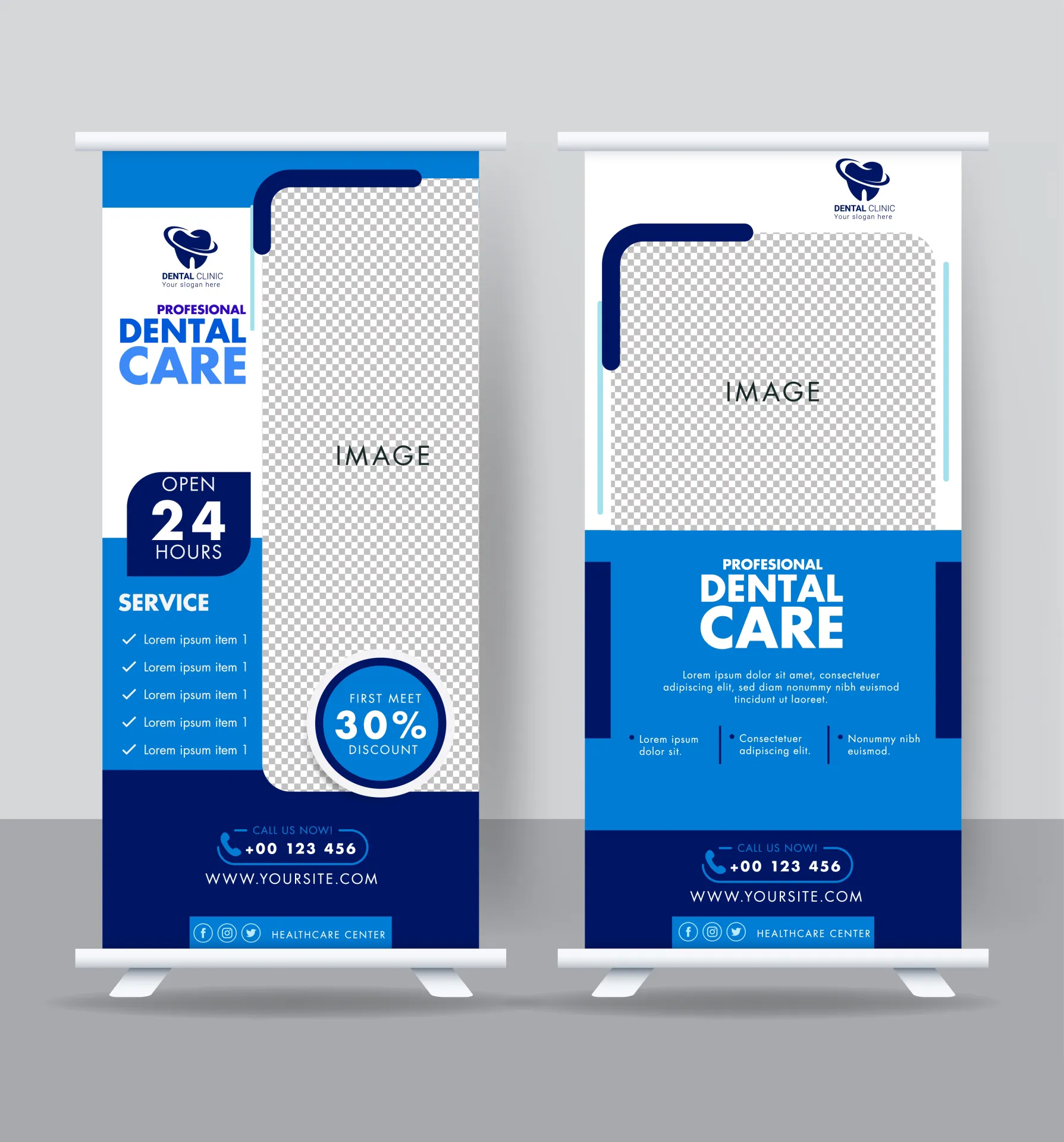 dental care roll up banner template elegant checkered decor 
