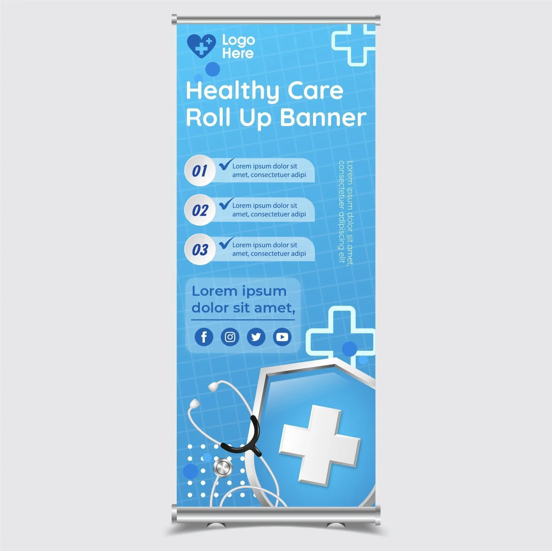 healthy care roll up banner template elegant modern 