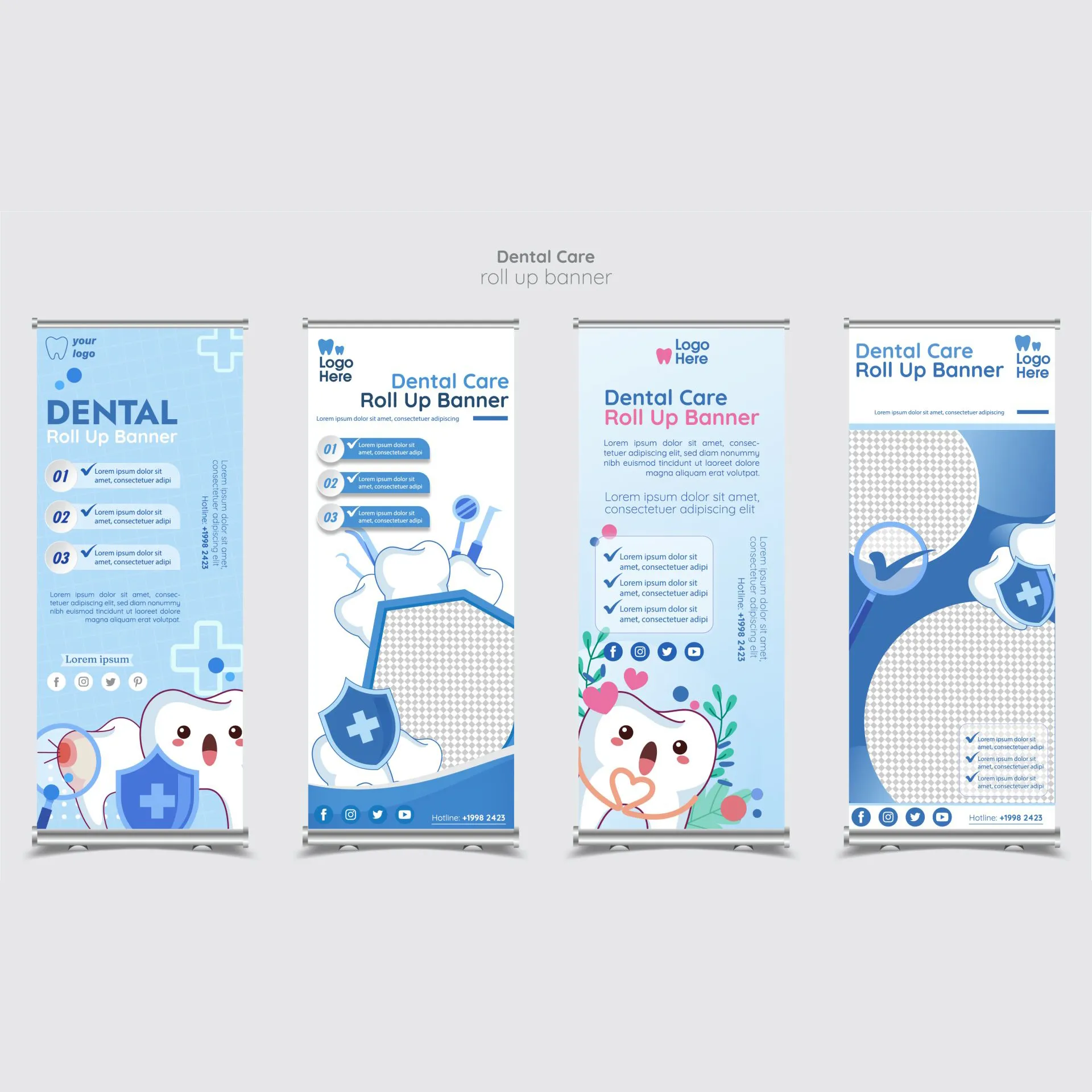 synthetic dental roll up banner templates elegant tooth elements 