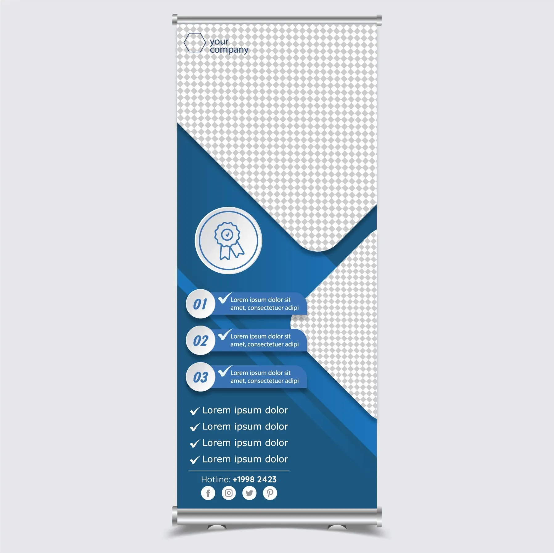 company promotional roll up banner template elegant geometric checkered 