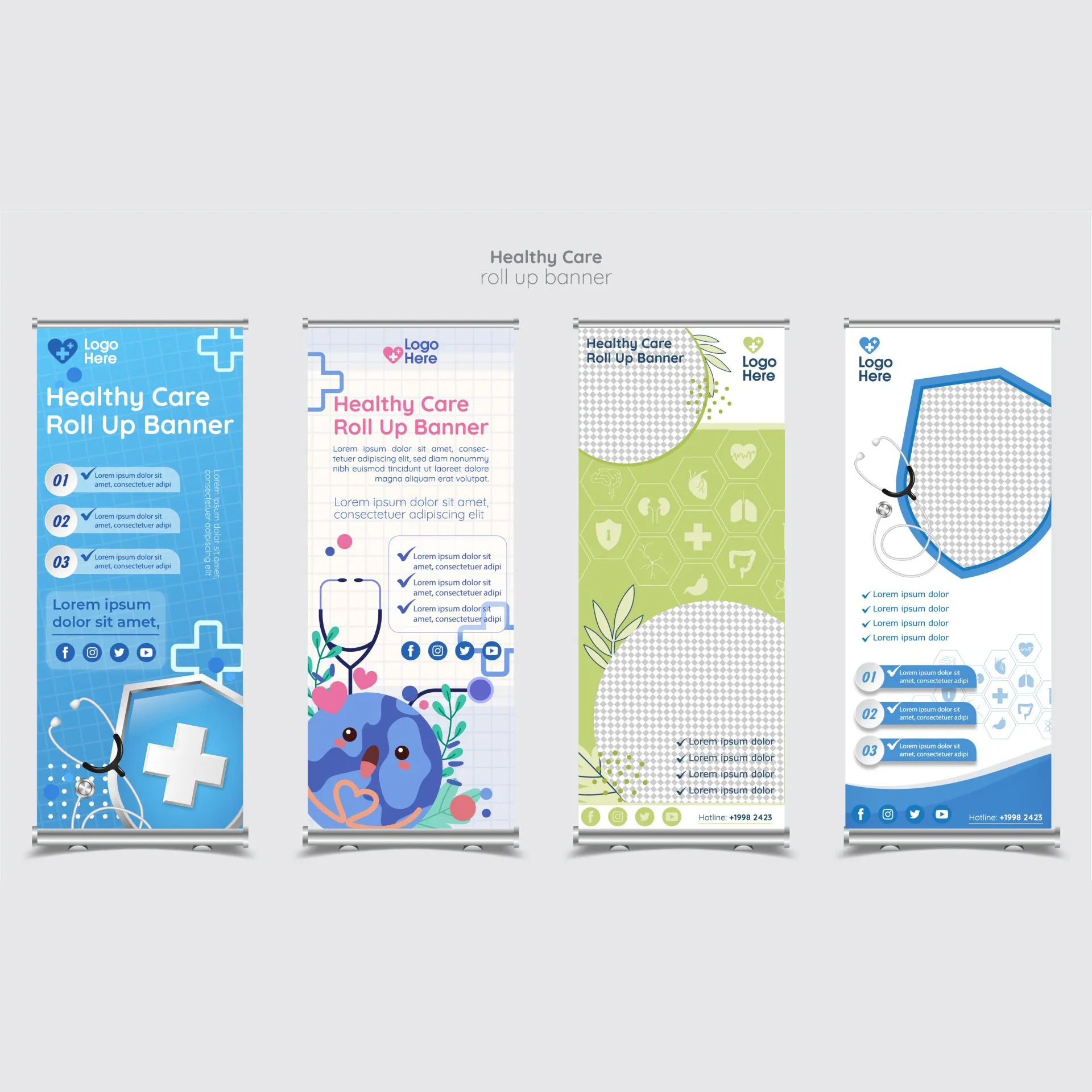 synthetic healthy care roll up banners elegant medical elements 