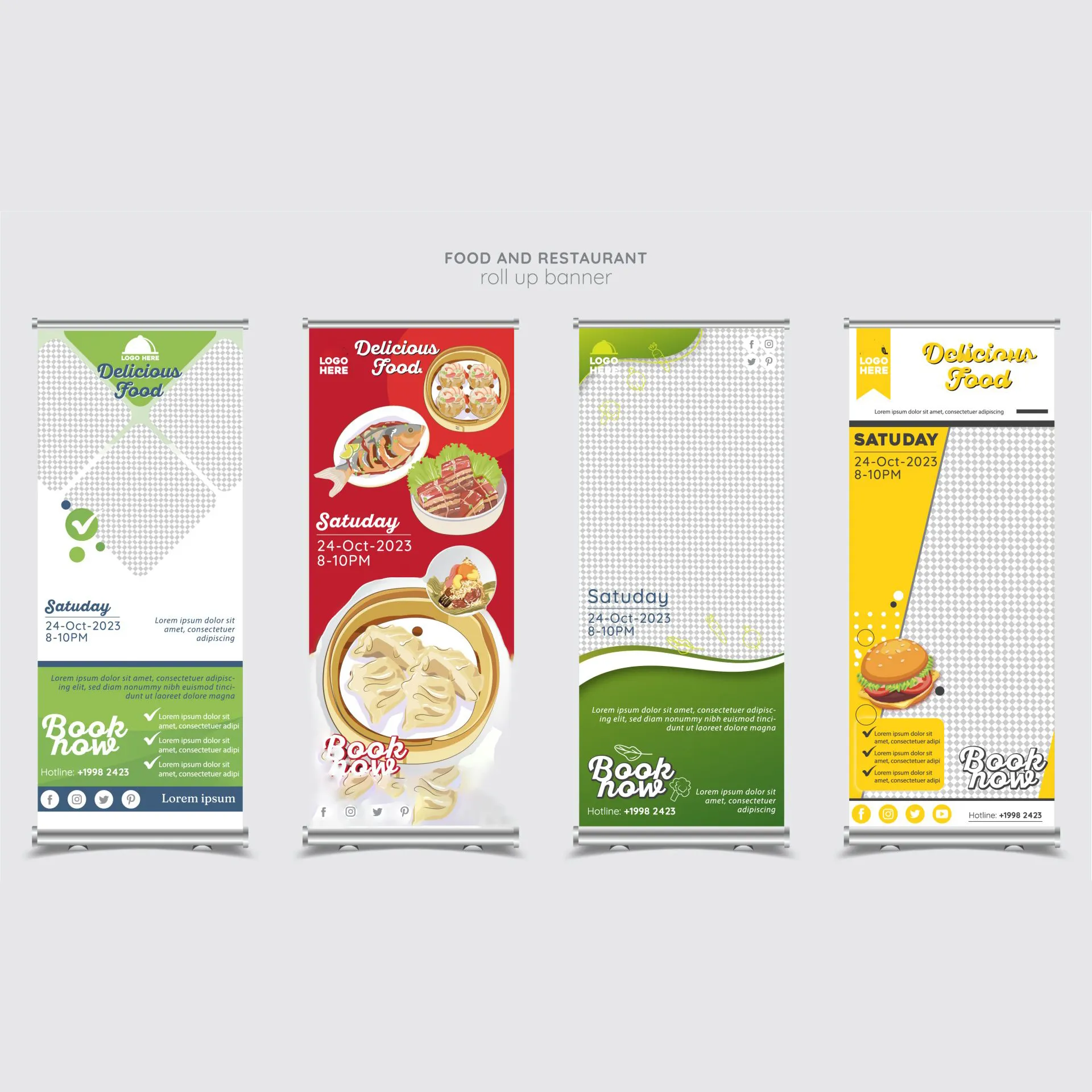  restaurant roll up banner templates collection elegant vertical 