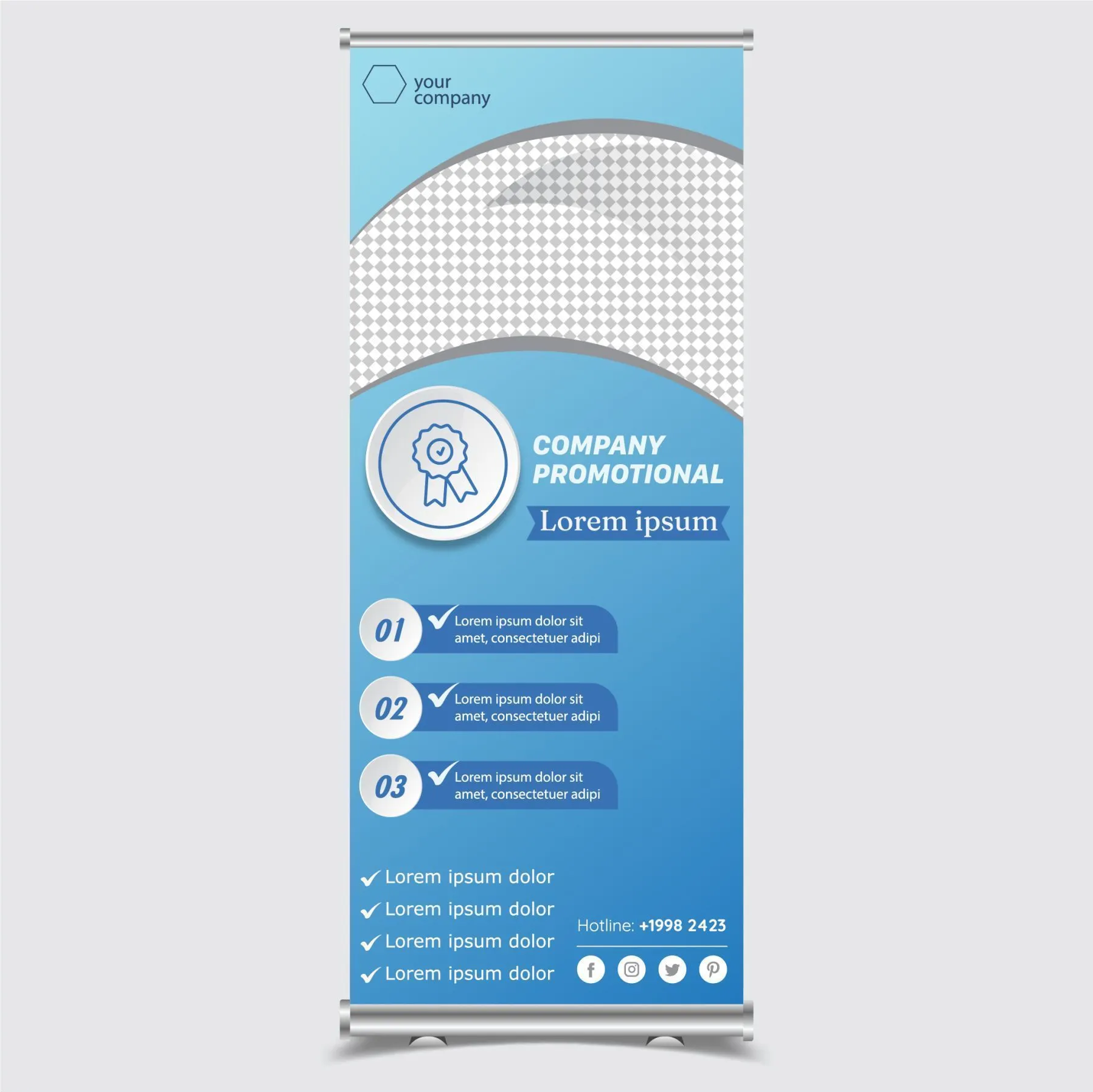 company roll up banner template elegant checkered curves 