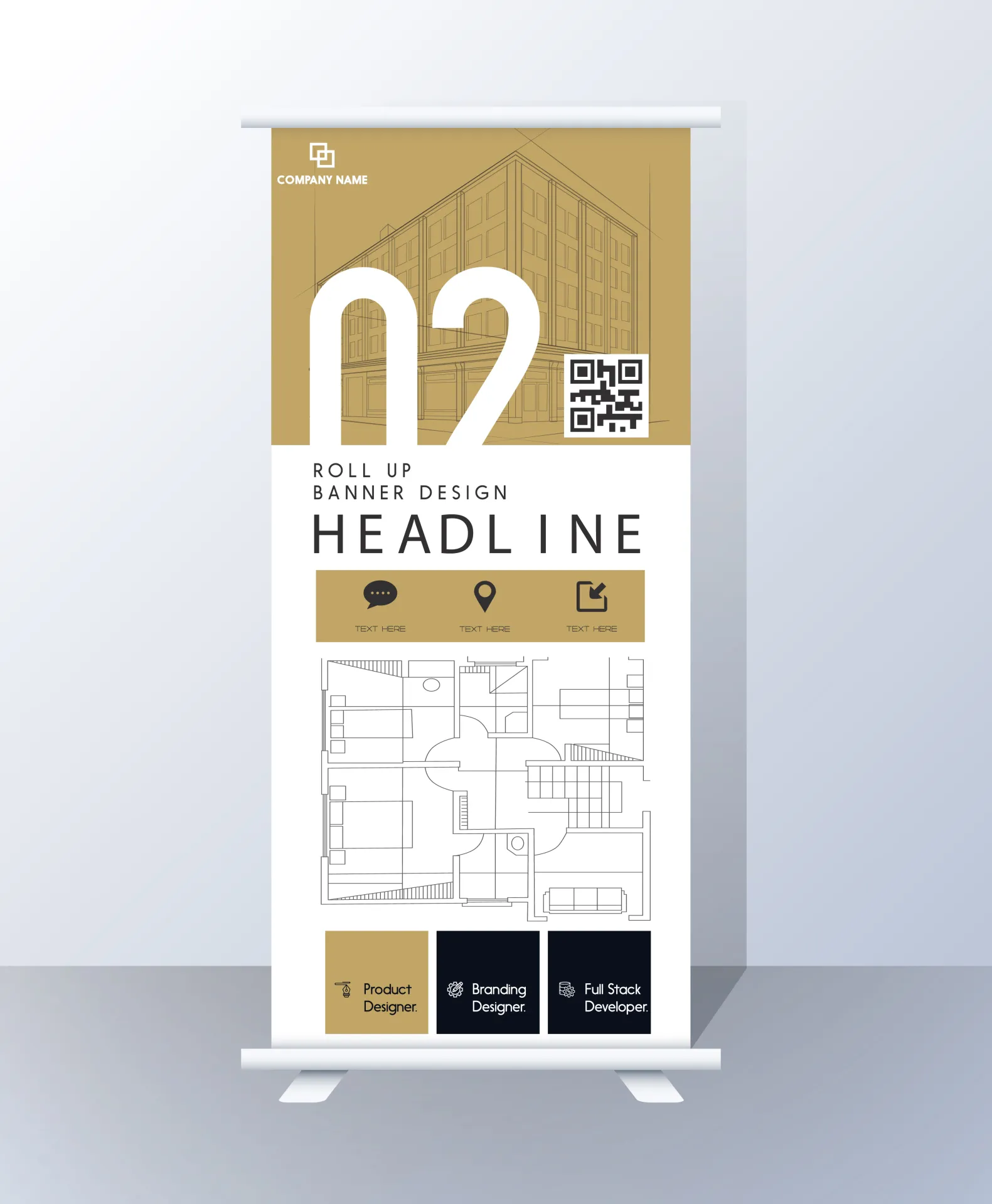 building construction roll up banner template architecture handdrawn outline 