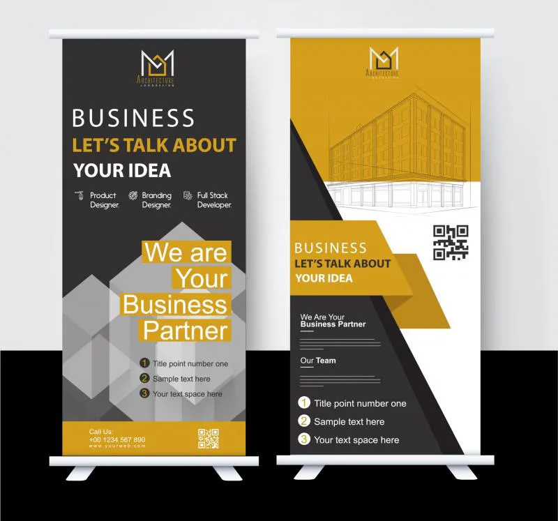 building construction roll up banner template contrast modern 