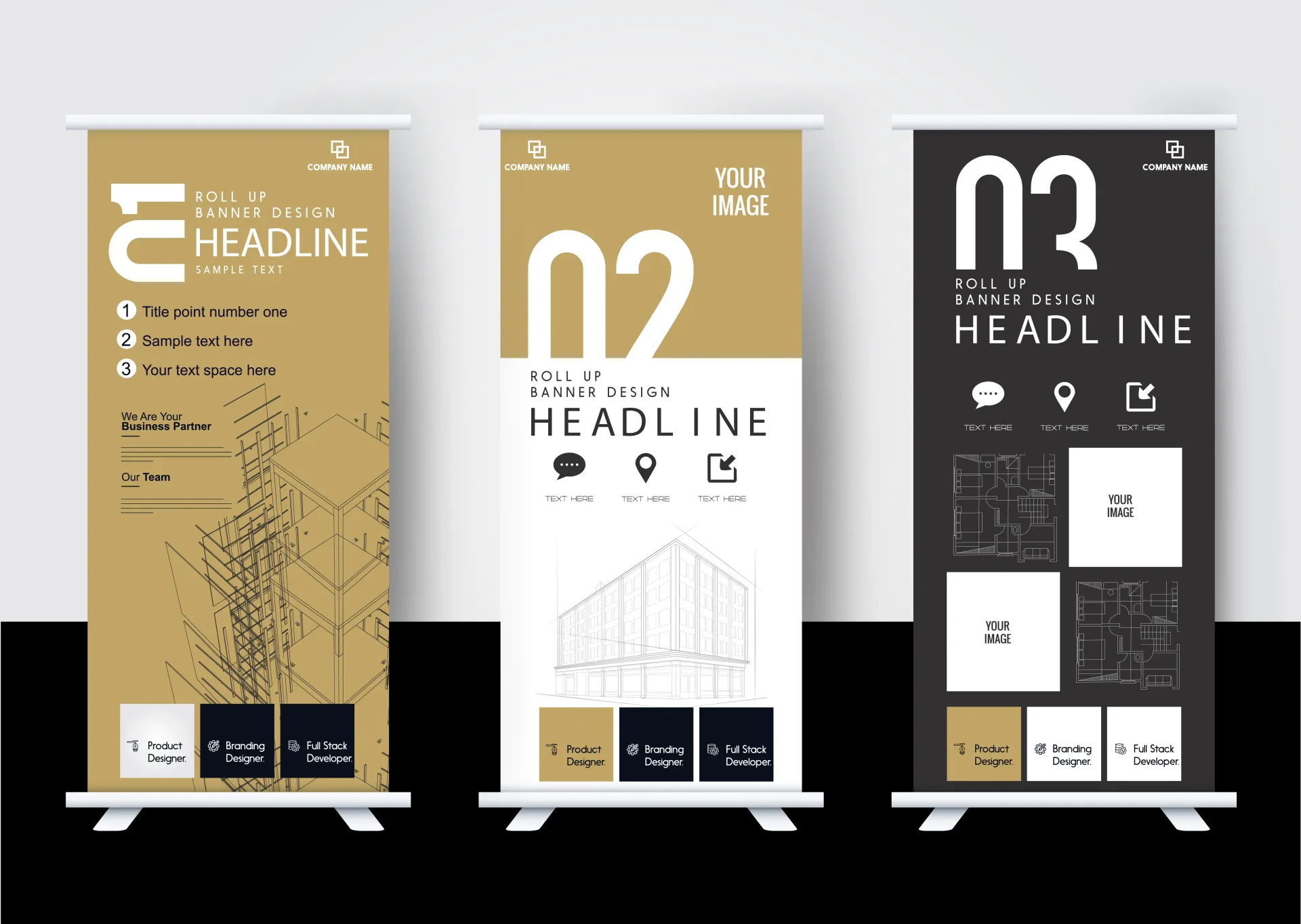 building construction roll up banner templates collection contrast architecture outline 