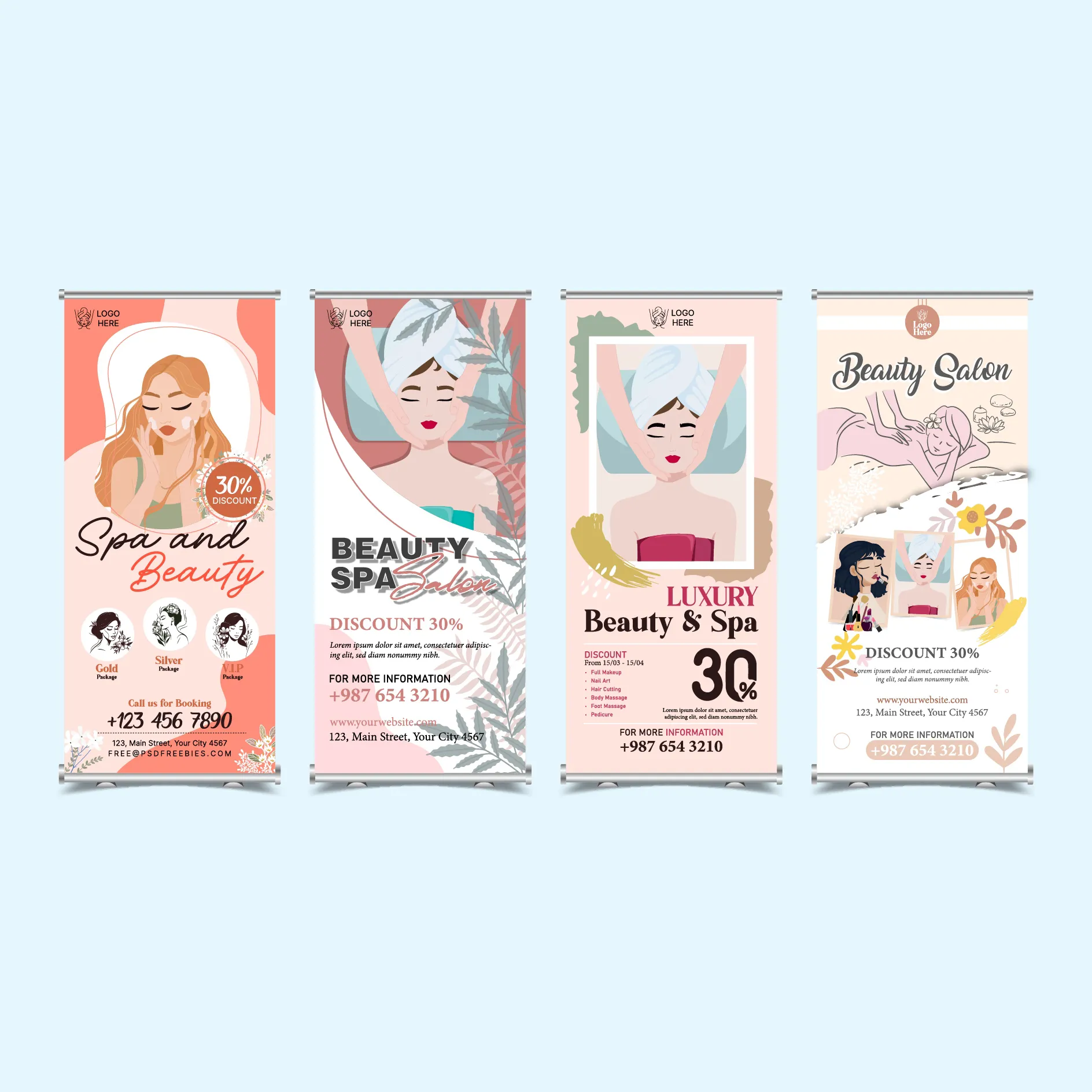 beauty spa salon roll up banner templates collection classic design 