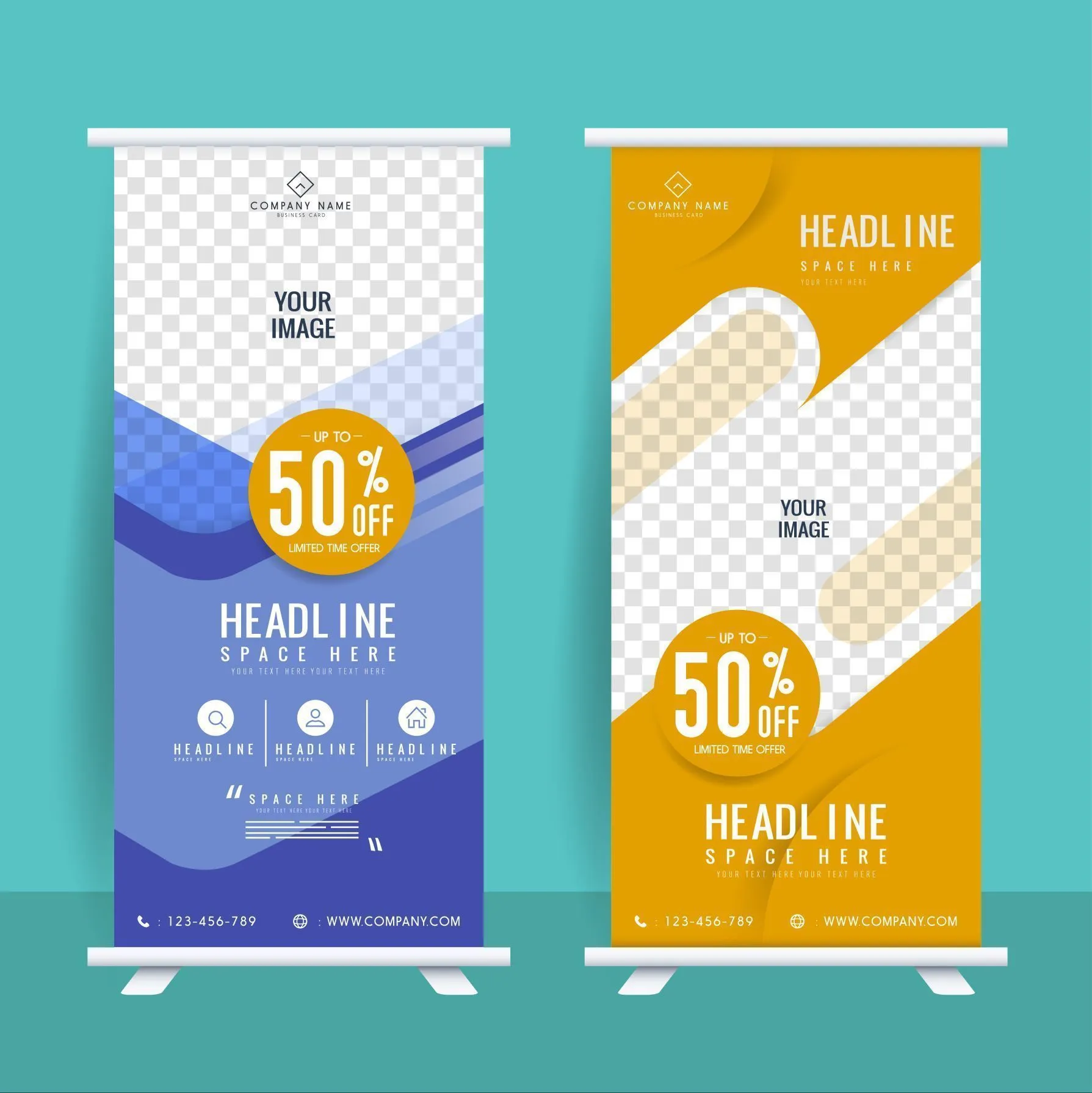 abstract roll up banner template elegant modern checkered decor 