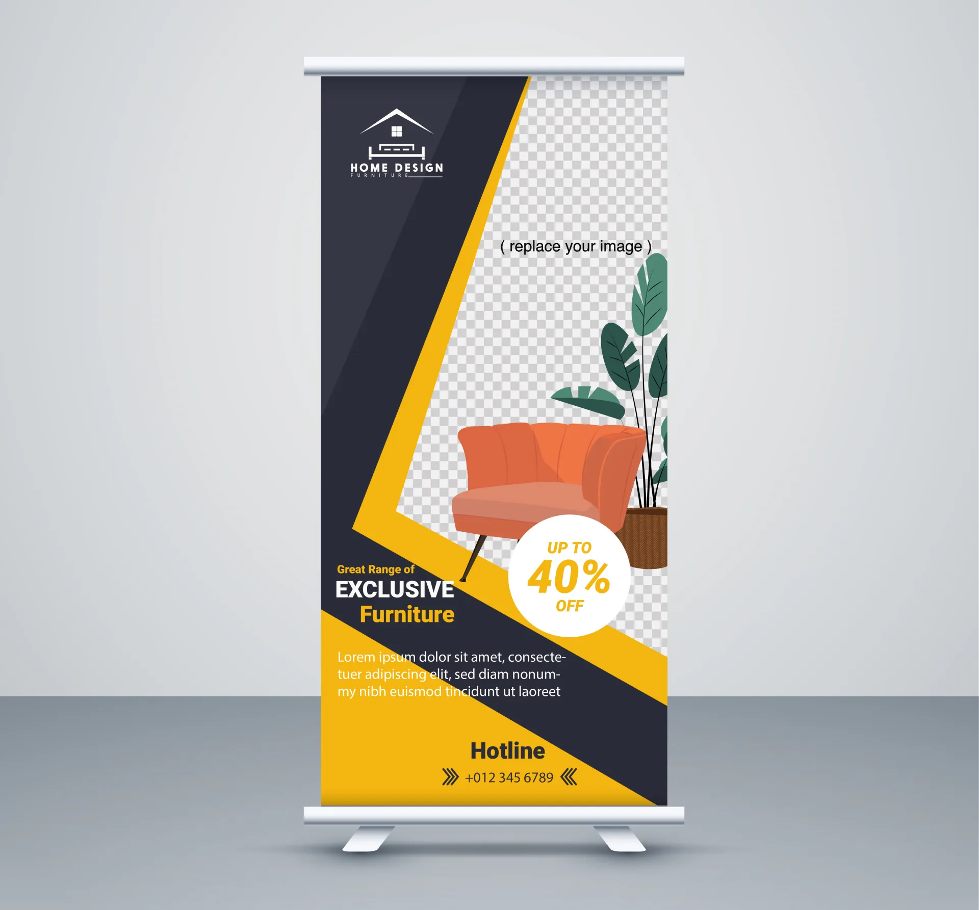 furniture banner template elegant roll up checkered 