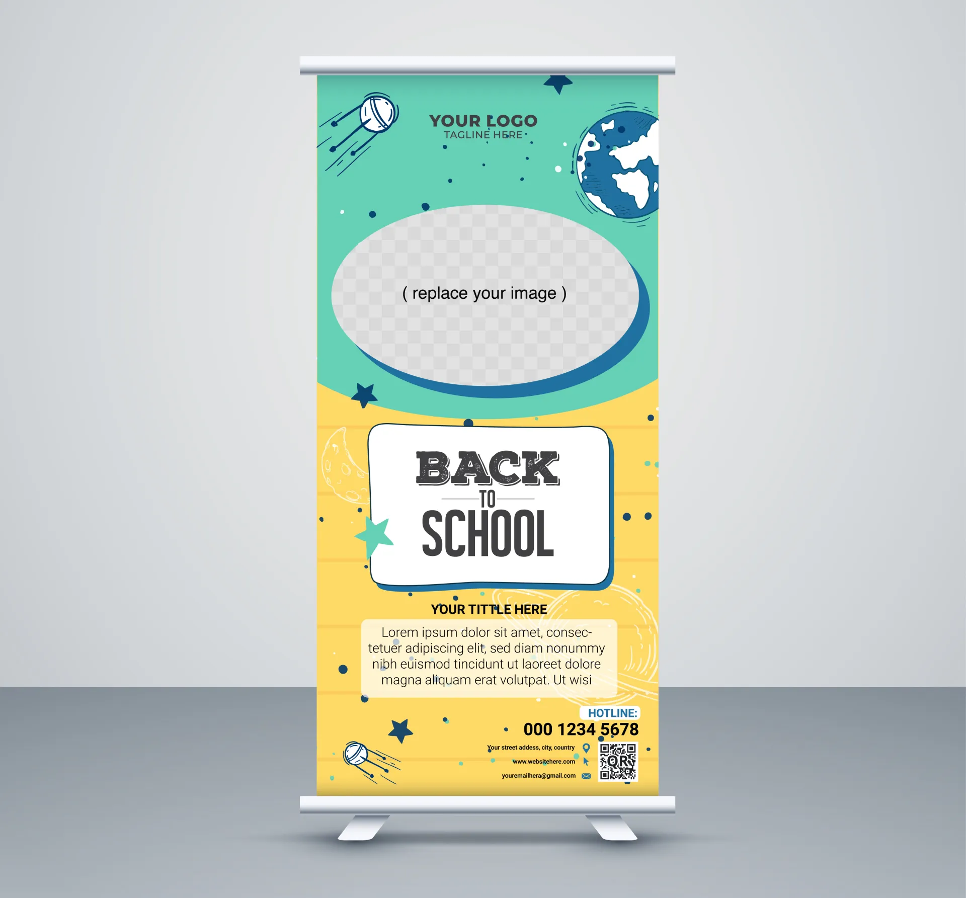 back to school banner template elegant roll up 