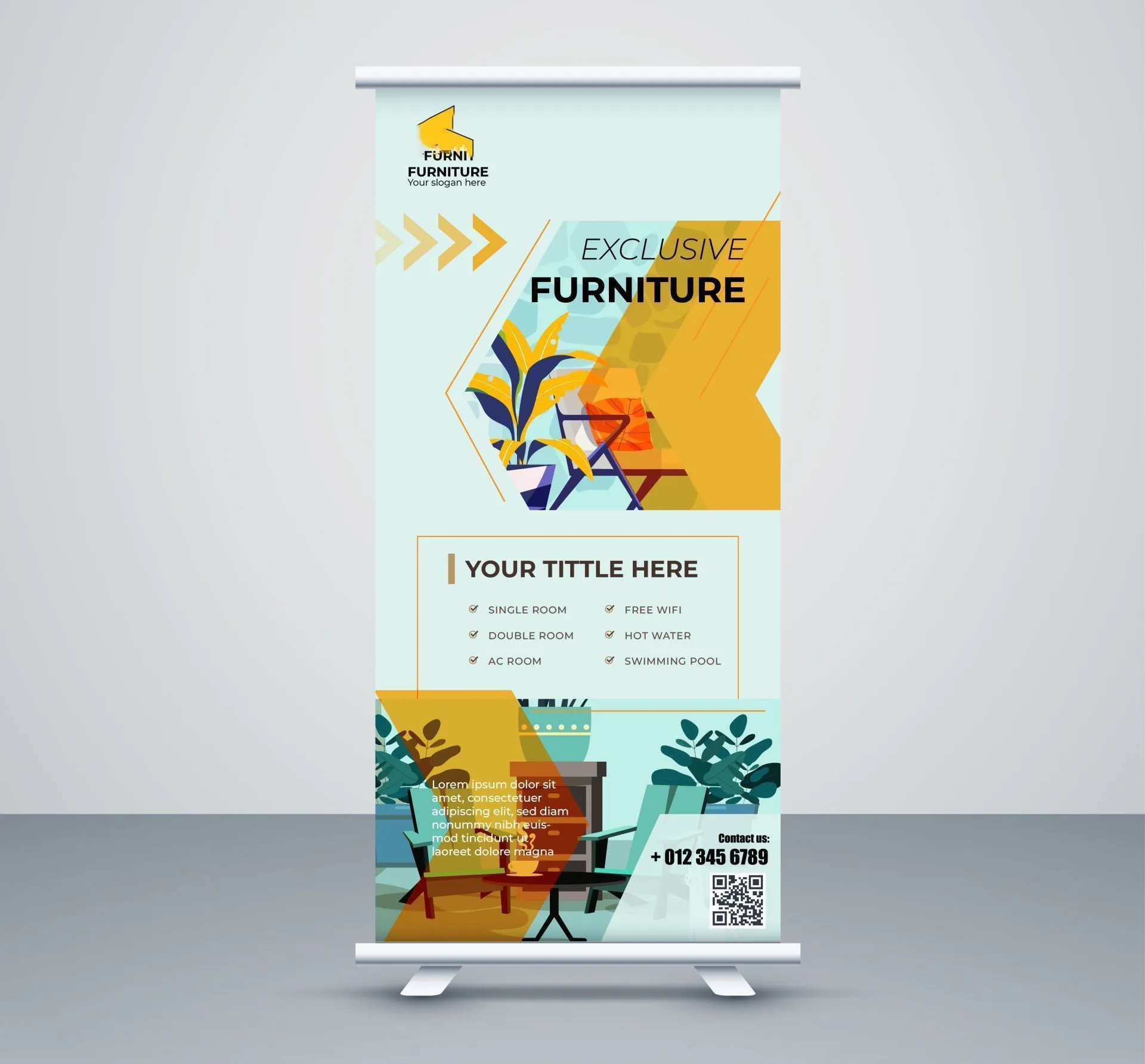 furniture decoration banner template elegant roll up 