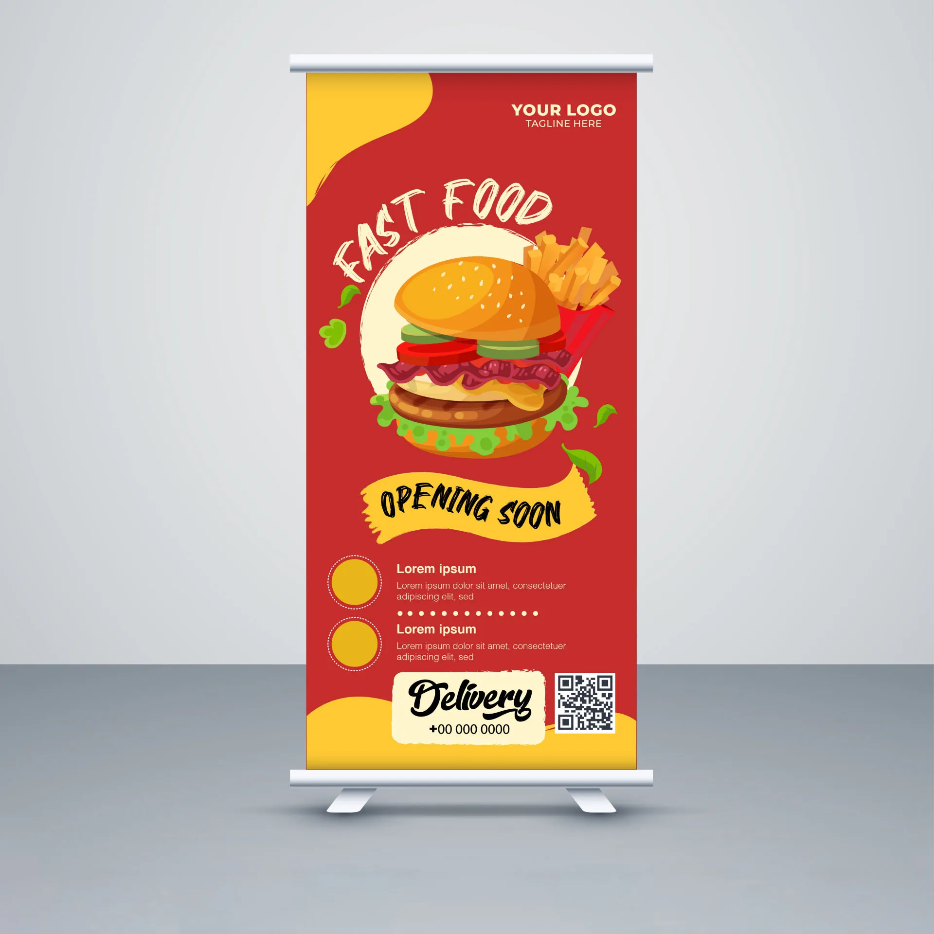  hamburger restaurant banner template roll up shape 