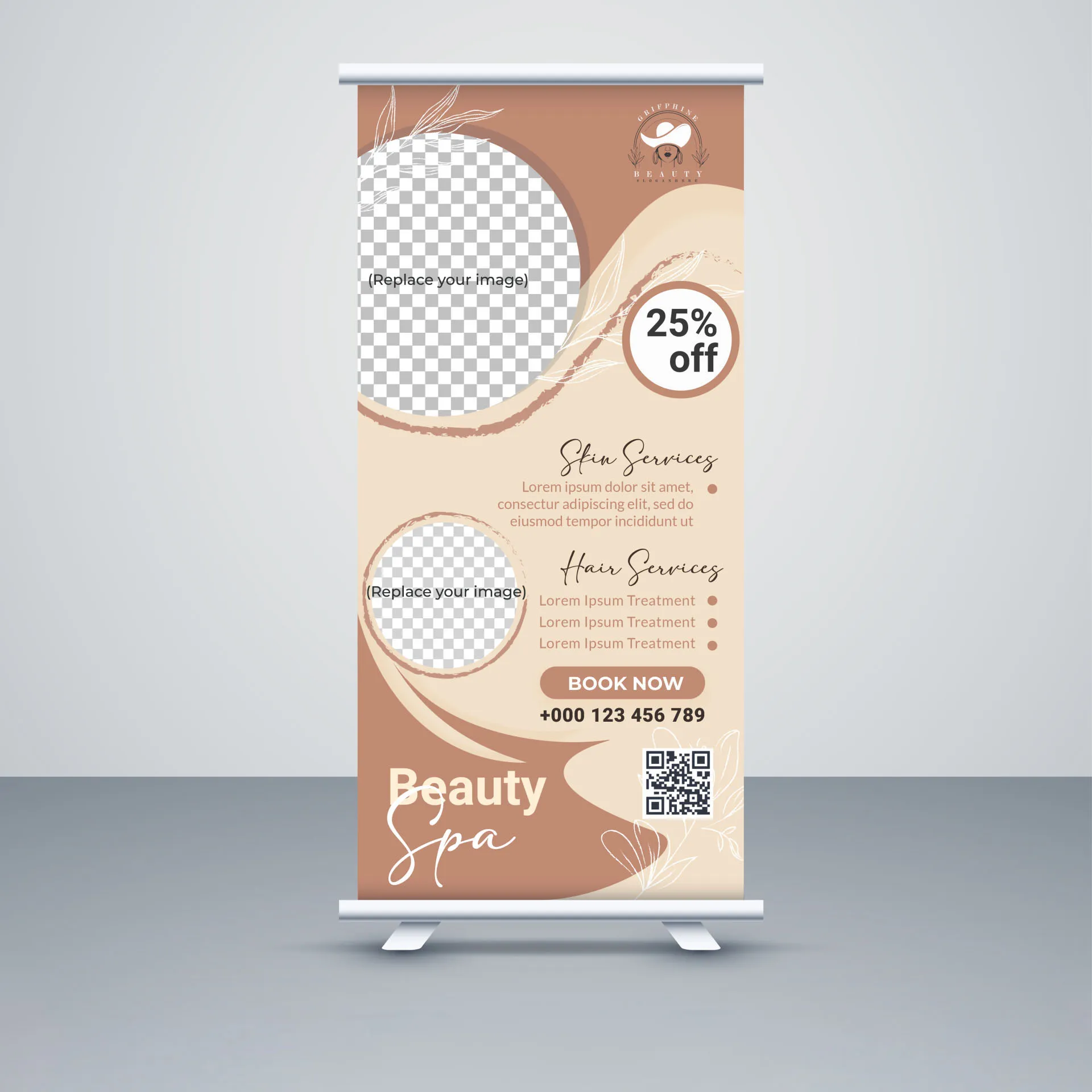 beauty spa salon banner template roll up checkered 