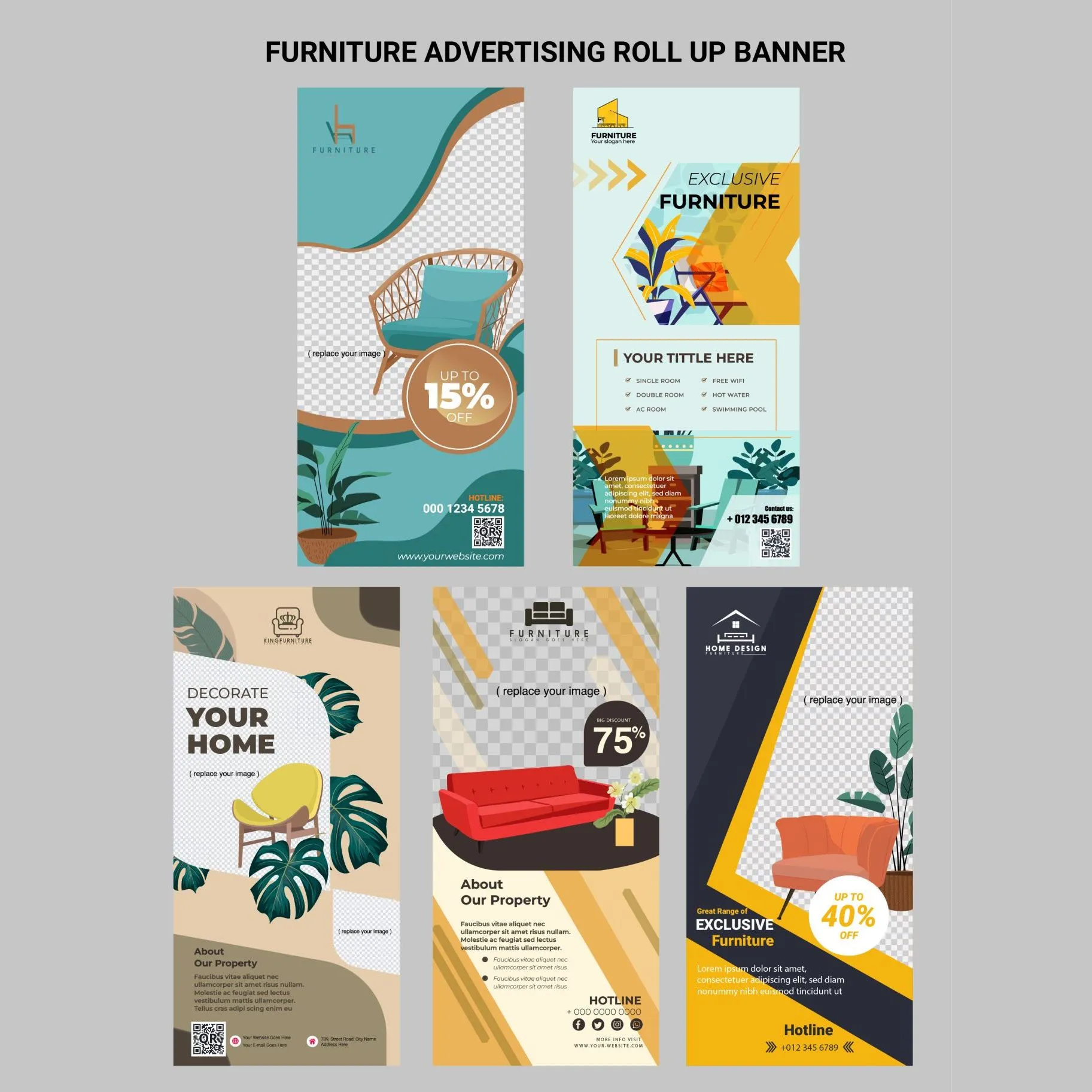 furniture advertising banner template elegant decor 