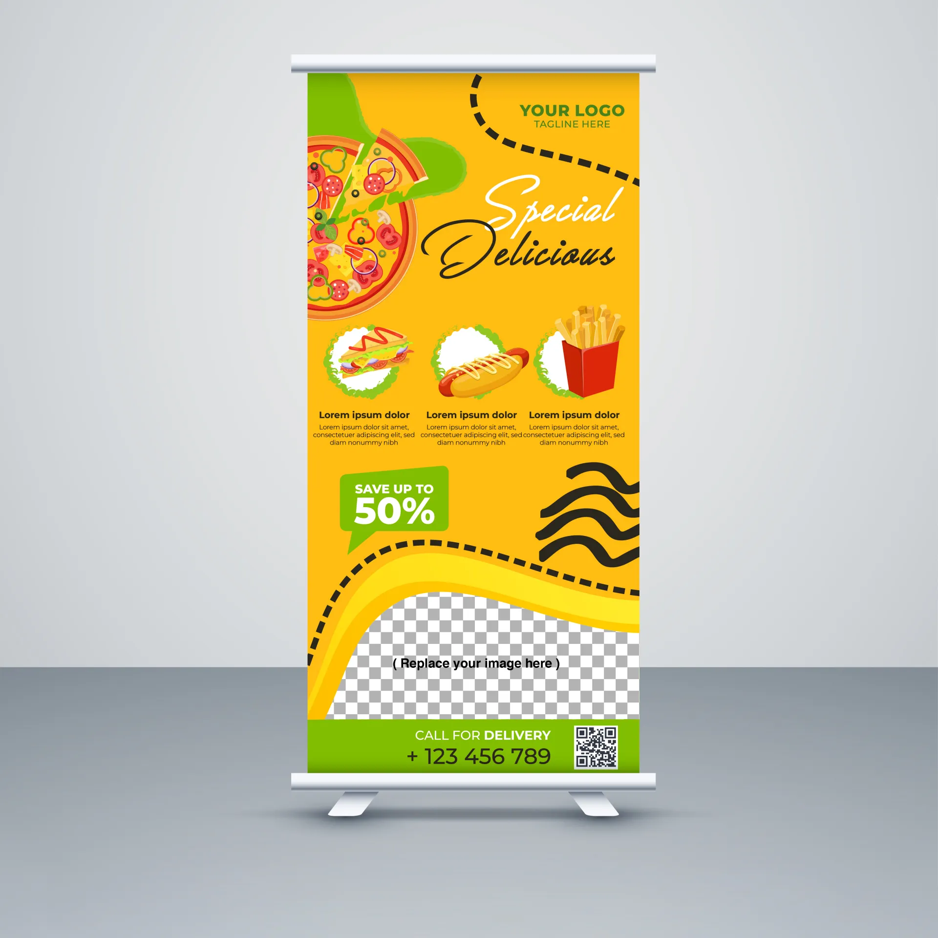 fast food restaurant banner template elegant roll up design 