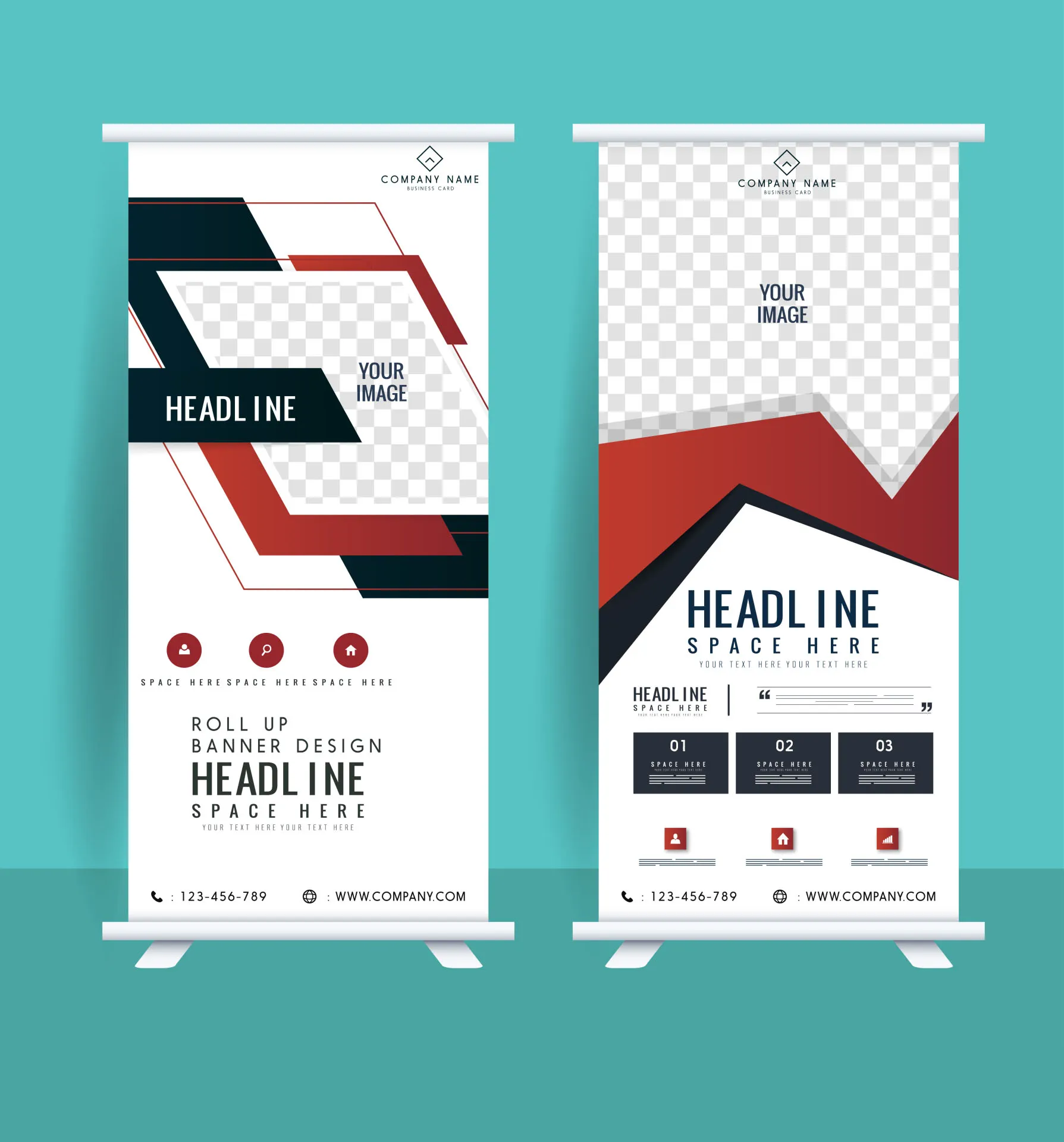 abstract standee template red black geometrical checkered design 