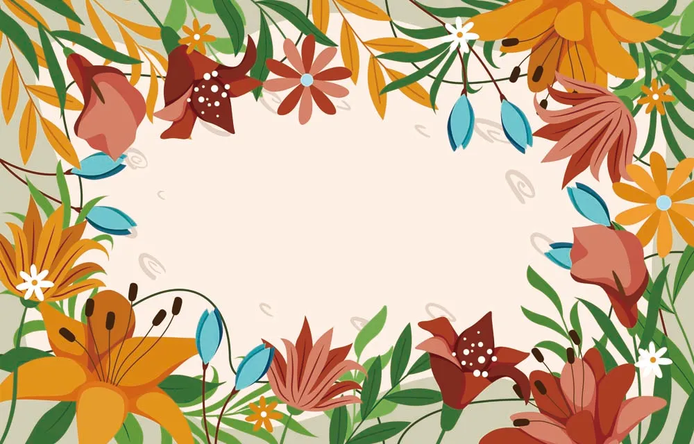 Spring Exotic Flower Border Background