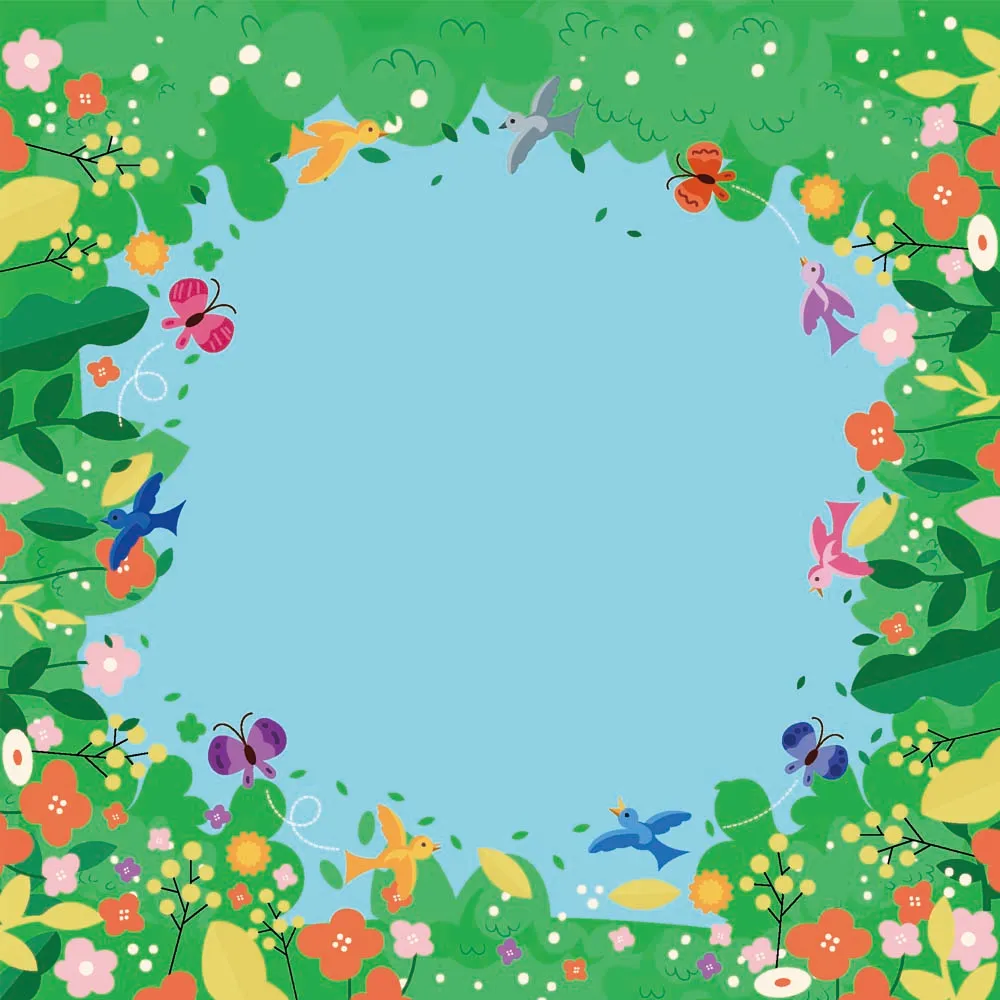 Colorful Spring Flower Border Background