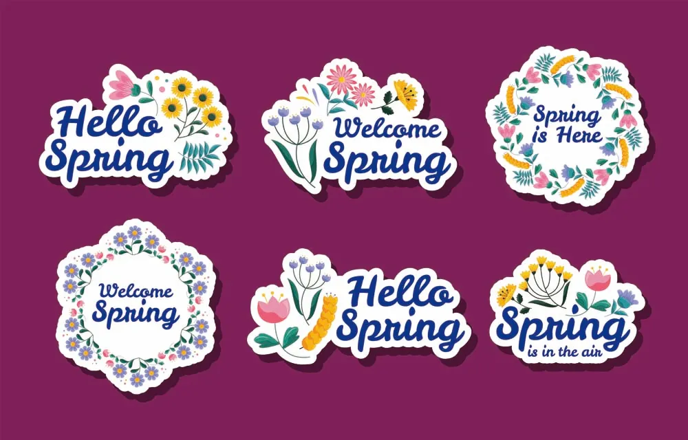 Welcome Spring Flowers Sticker Set