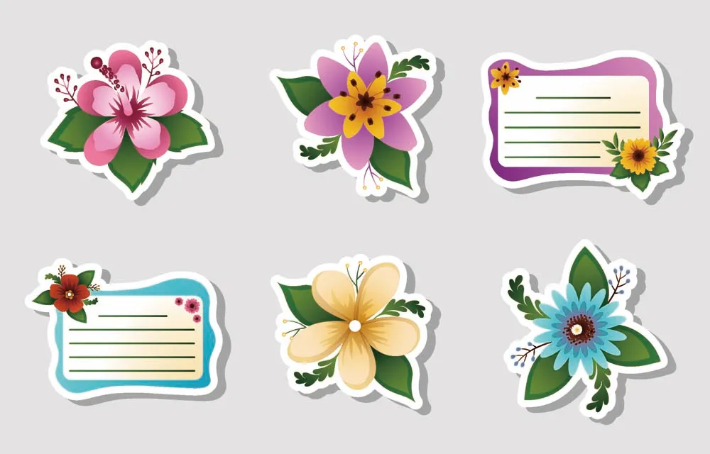 Spring Vibrant Flowers Stickers Set