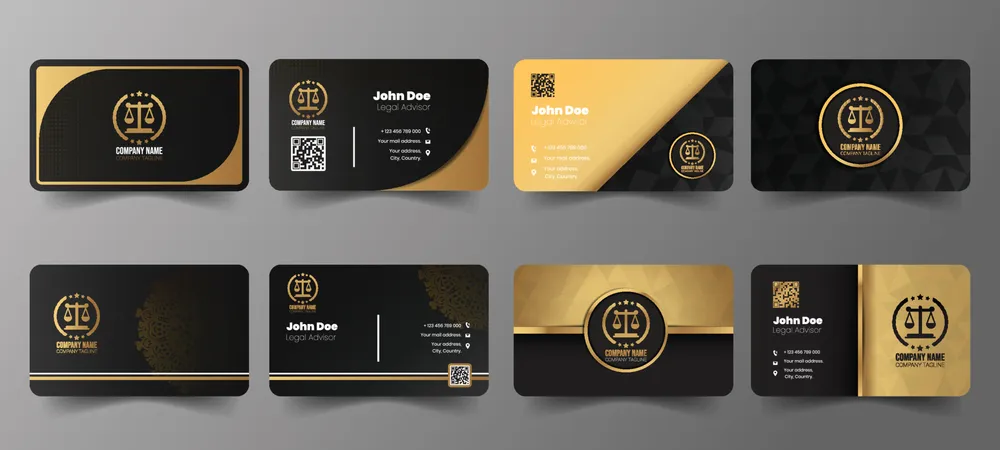 Luxury Gold and Black Business Card Template for Professional Law Profile