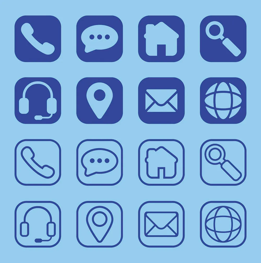 Business Card Contact Icons Set