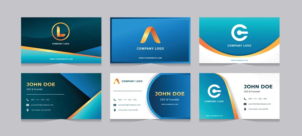 Blue and Gold Business Card Template