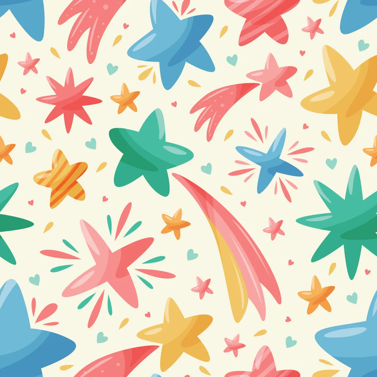 Star Doodle Colorful Seamless Pattern