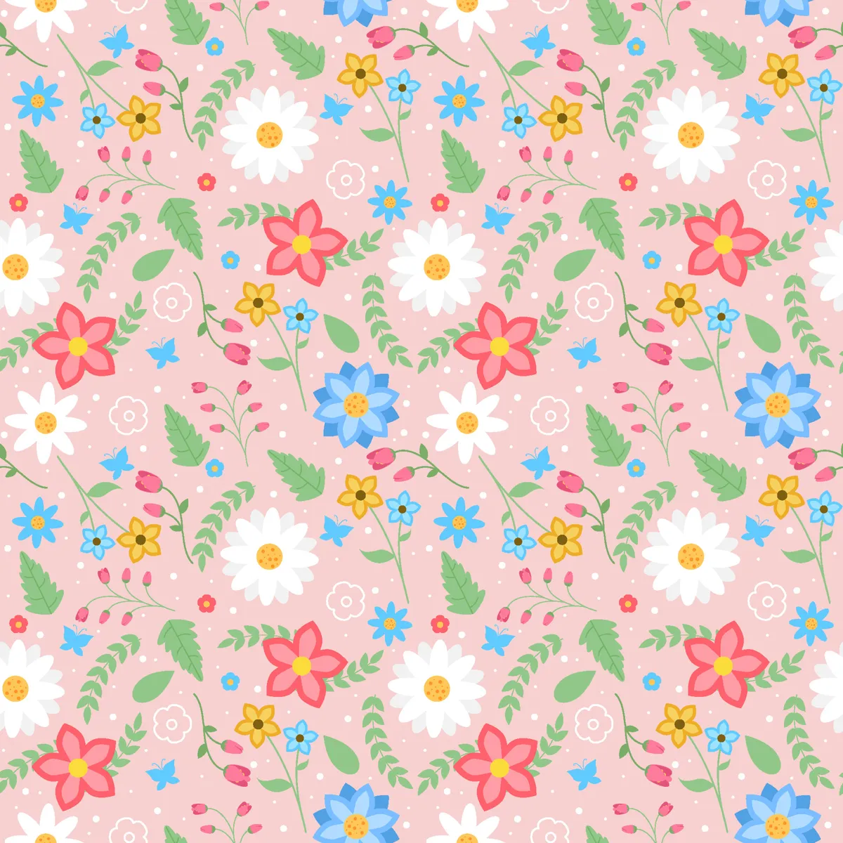 Floral Spring Seamless Pattern Design