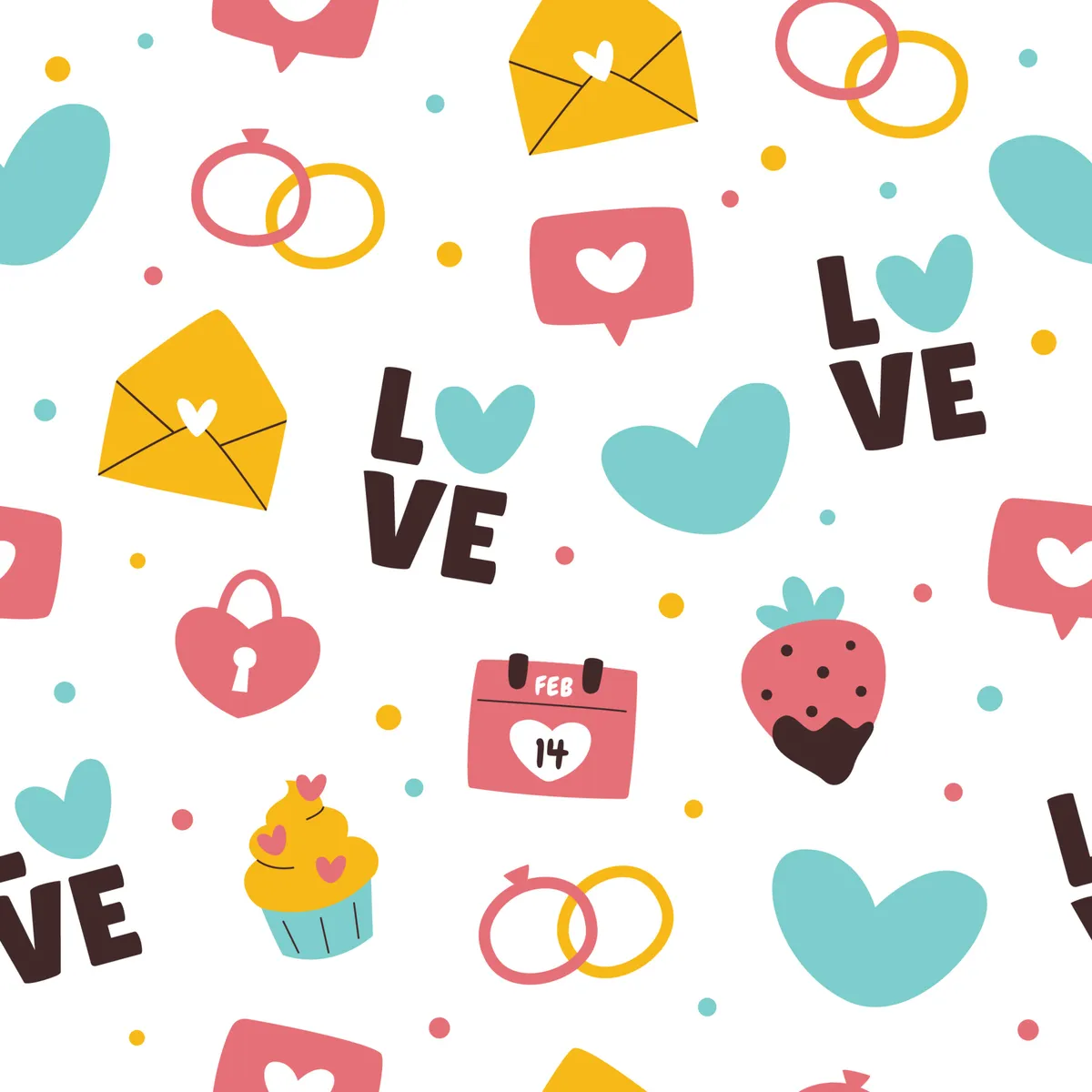 Hand Drawn Seamless Valentines Pattern