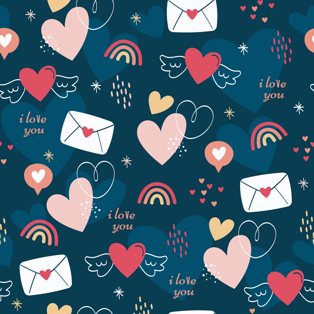 Valentine's Day Flat Seamless Pattern