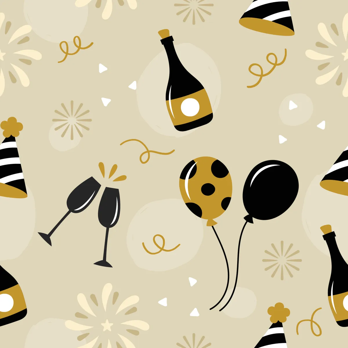 New Year Celebration Seamless Pattern