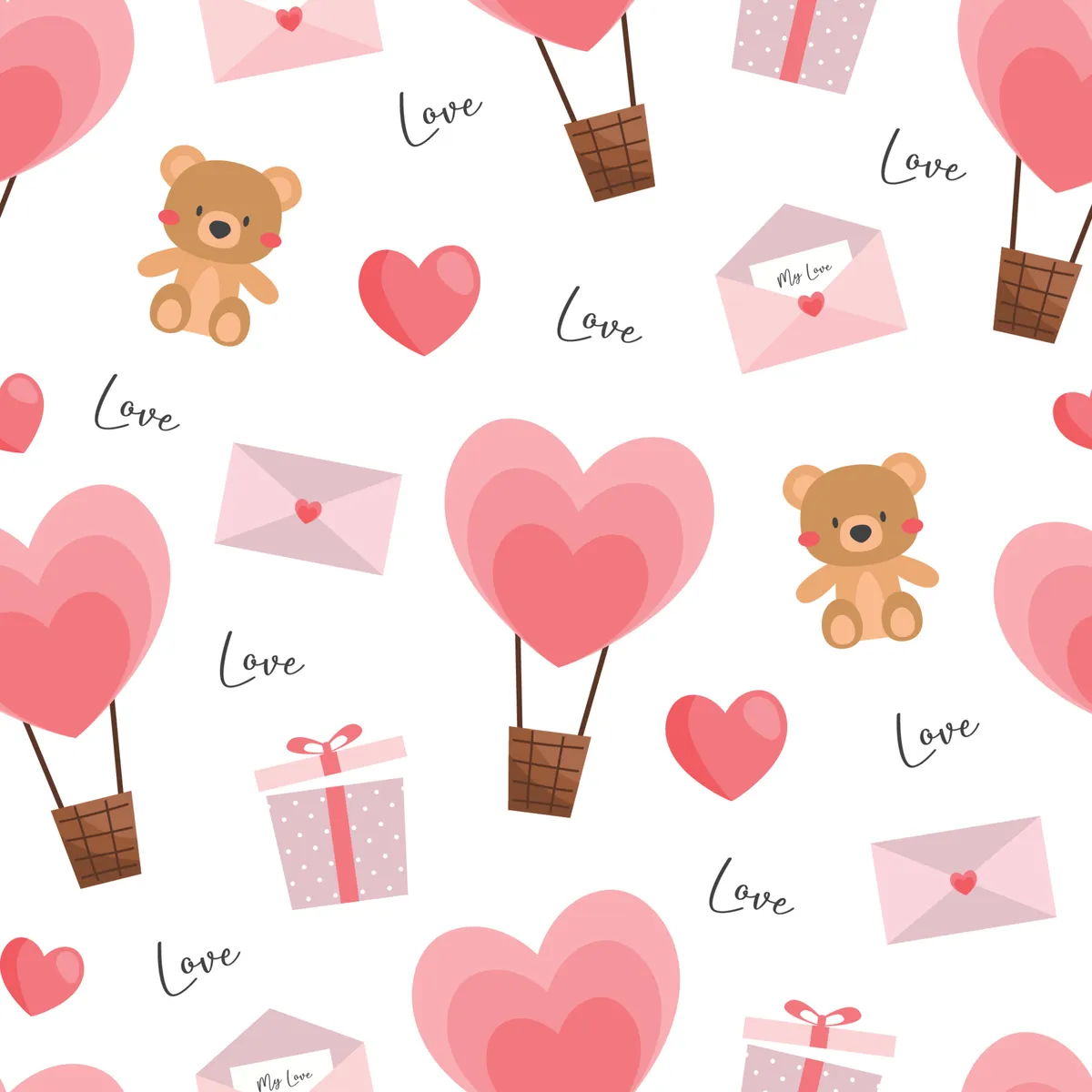Valentine's Day Elements Seamless Pattern
