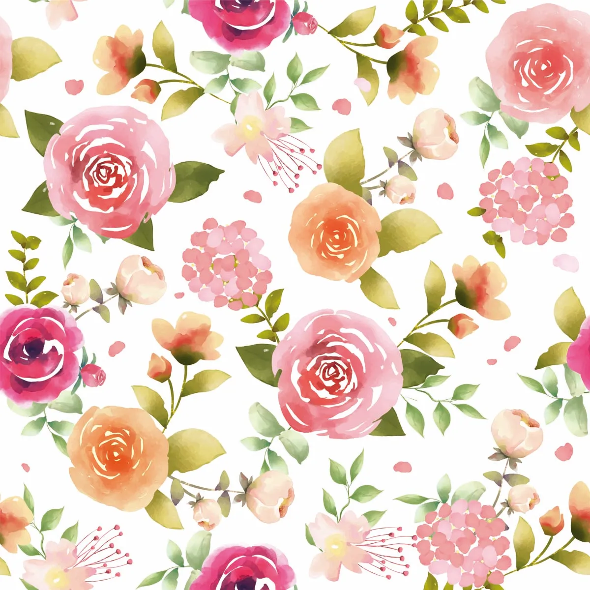 Beautiful Pink Floral Seamless Pattern in Watercolor