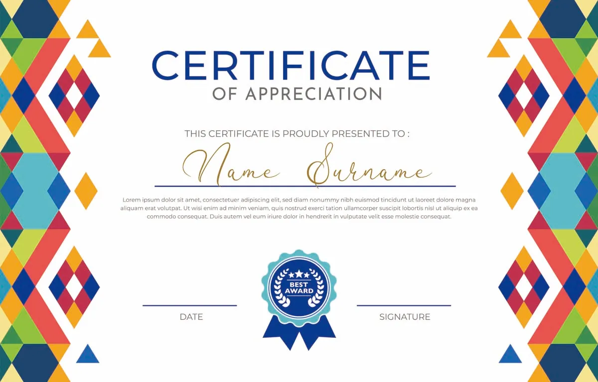 Certificate Template with Flat Geometric Pattern