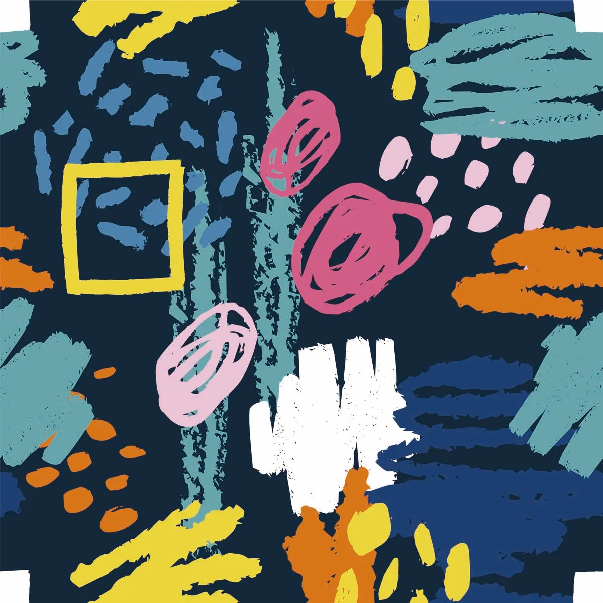 Trendy Abstract Hand Drawn Brush Seamless Pattern