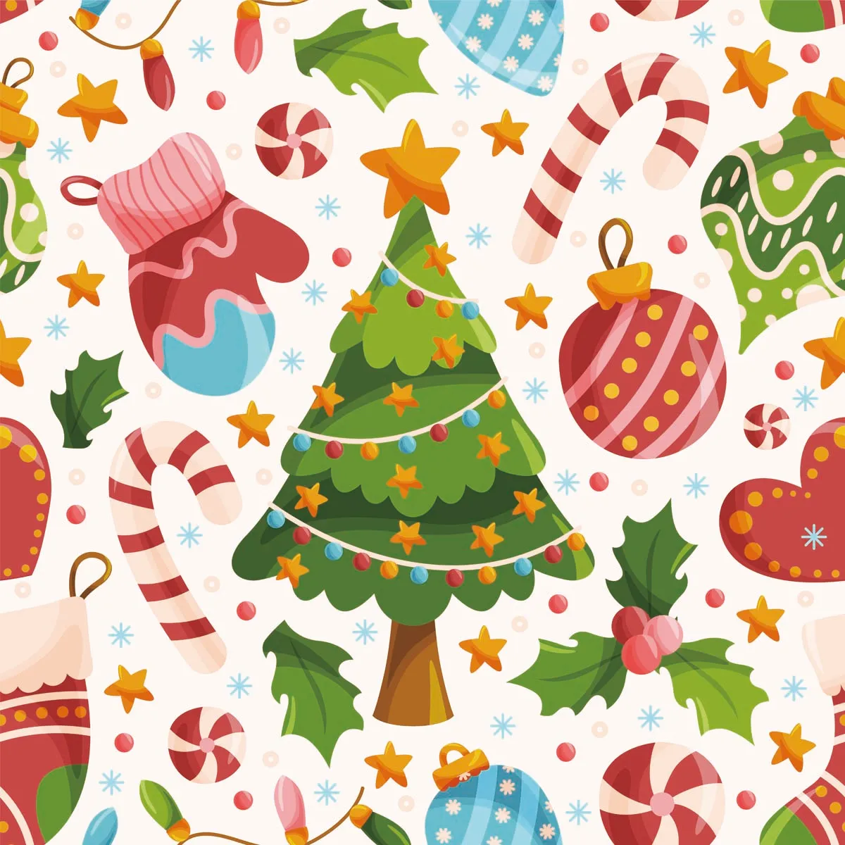 Christmas Doodle Cute Seamless Pattern Background