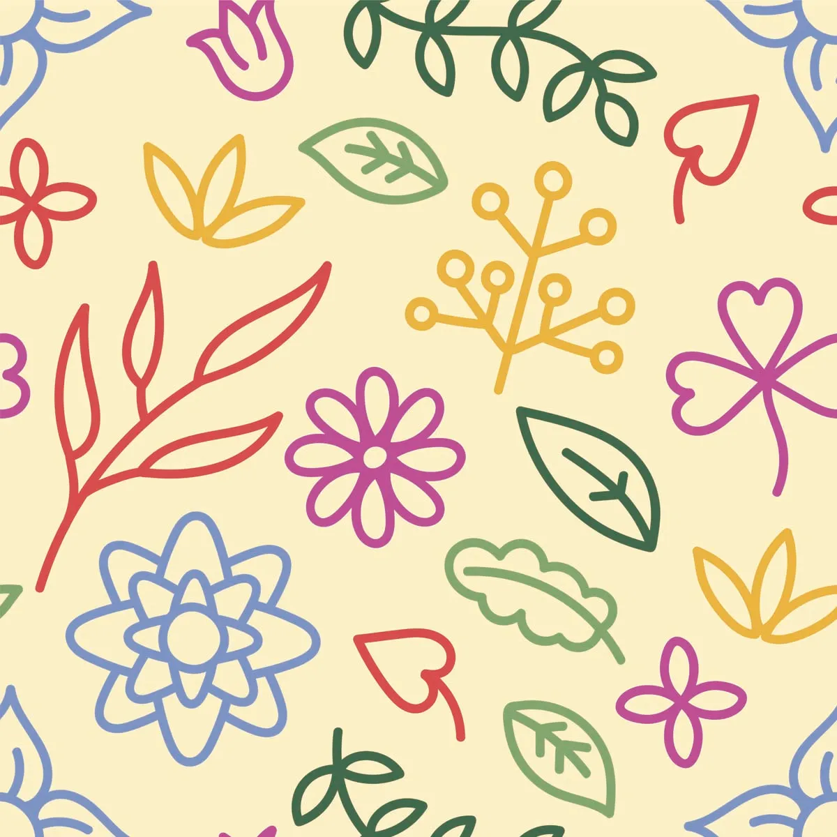 Stylish Floral Doodle Seamless Pattern Background