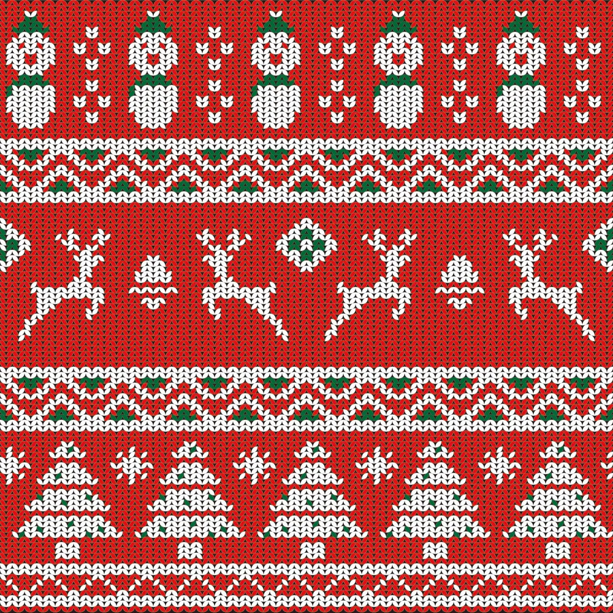 Ugly Sweater Seamless Pattern in Red Background