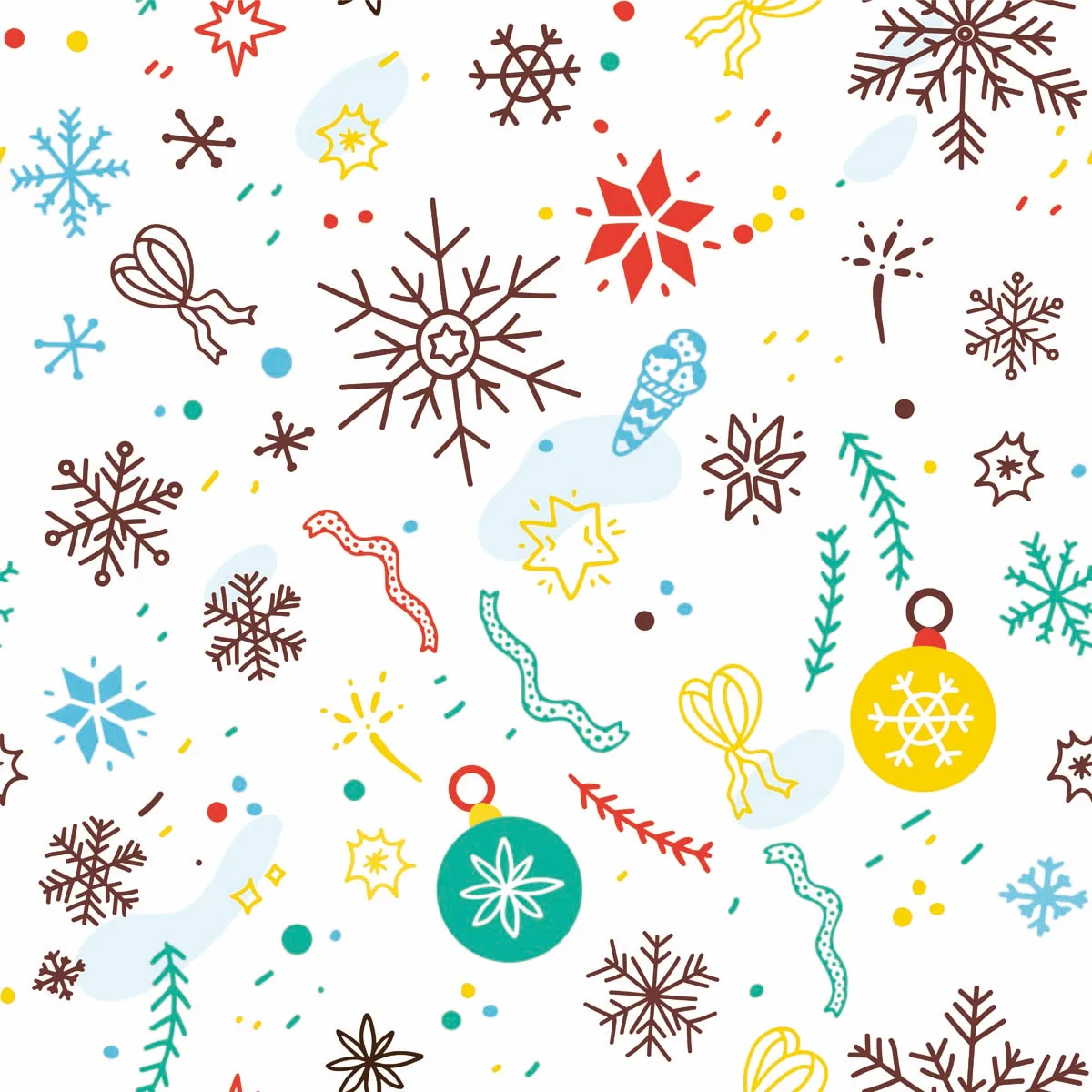 Snowflakes Hand Drawn Seamless Pattern Doodle