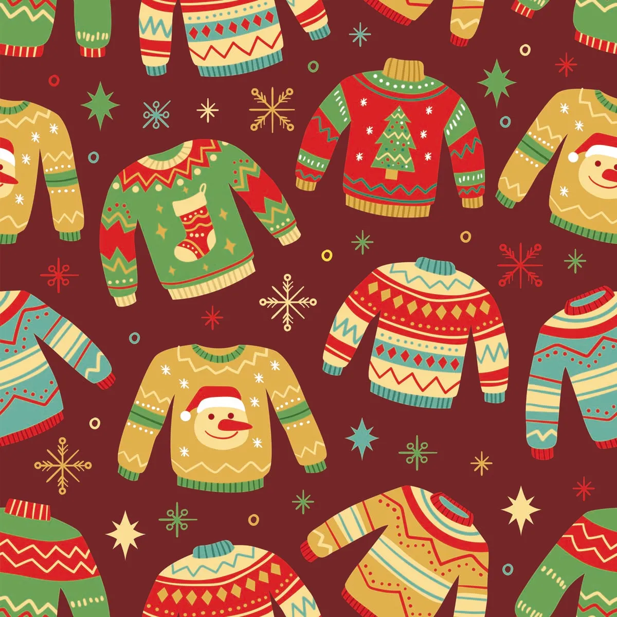 Seamless Pattern with lot of Ugly Sweaters