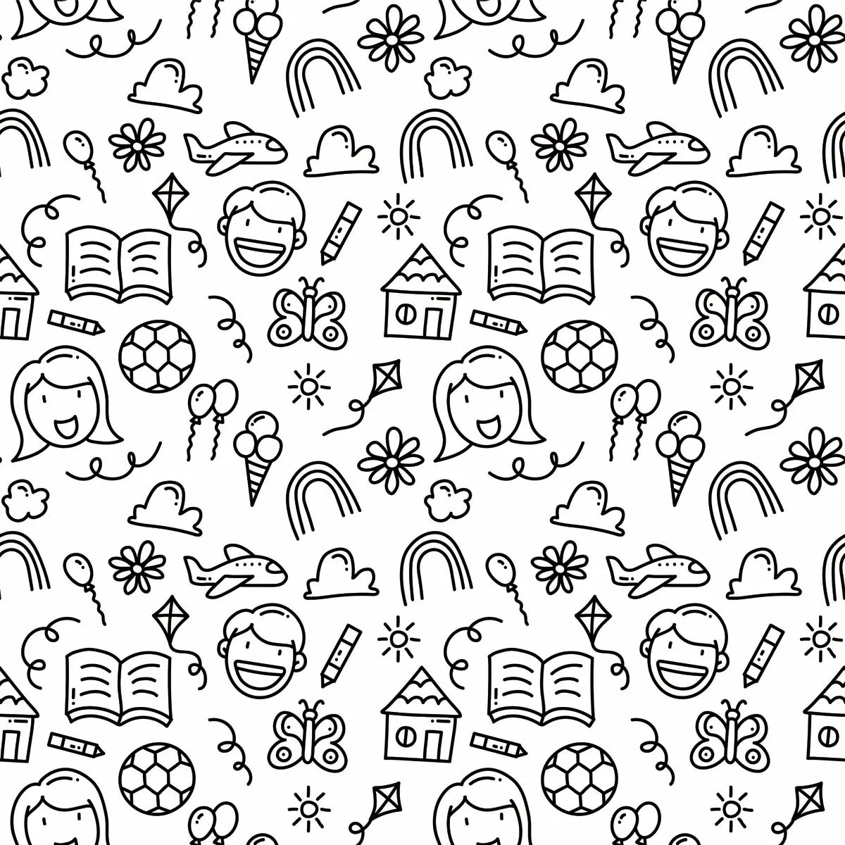 Stylish Children's Day Doodle Seamless Pattern Background