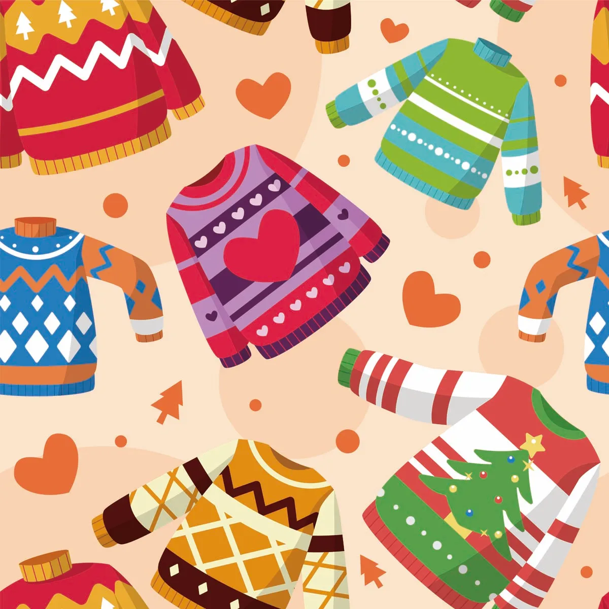 Cute Colorful Ugly Sweater Seamless Pattern