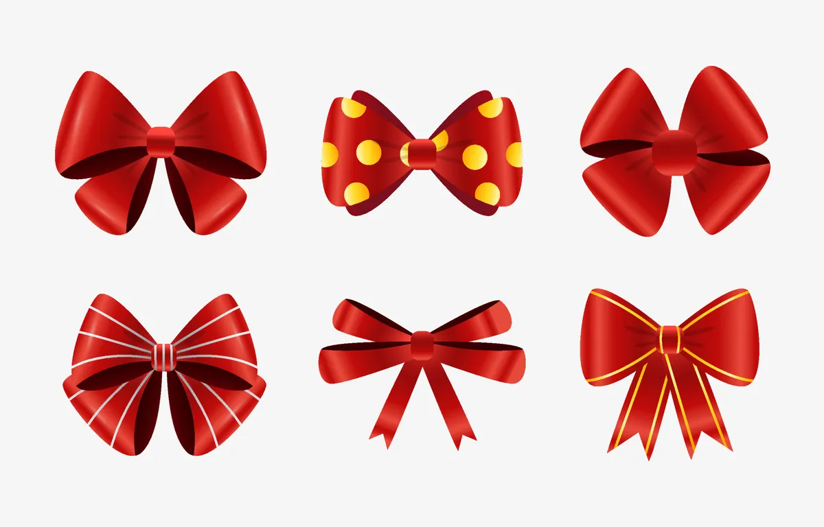 Red Bows with Different Ties and Shape
