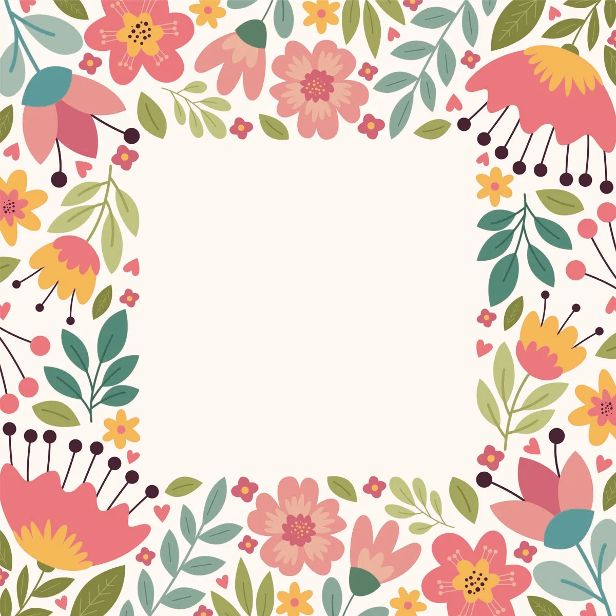 Spring Floral Colorful Blooming Flower Border Background
