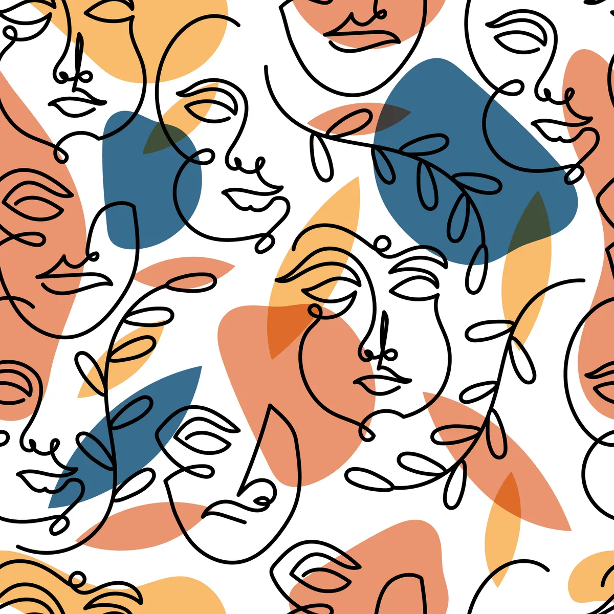Abstract Woman One Line Art Style Background