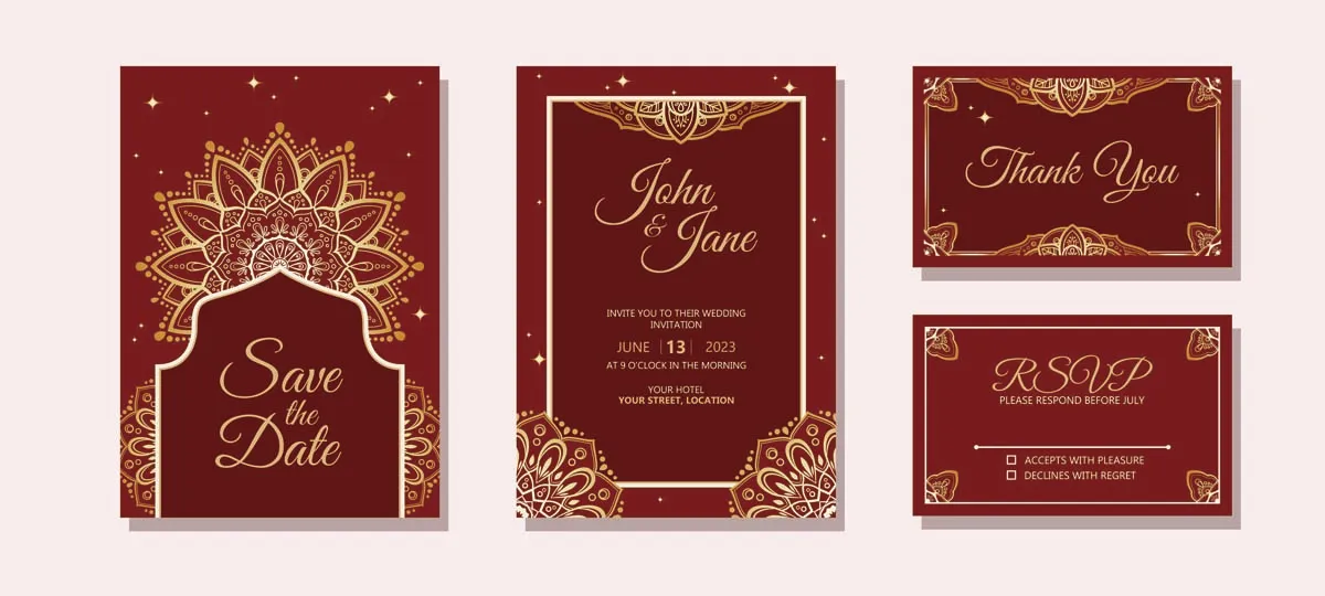 Wedding Invitation With India Ornament