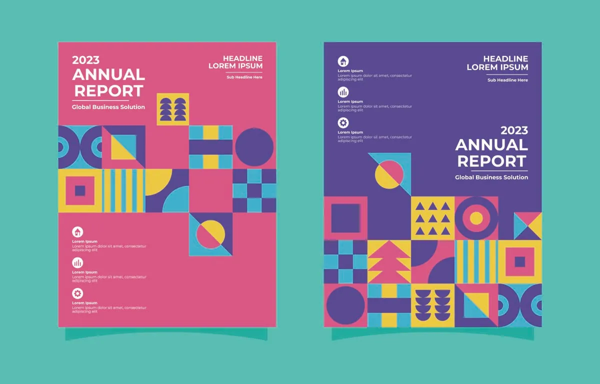 Colorful Geometric Shape Annual Report Cover Template