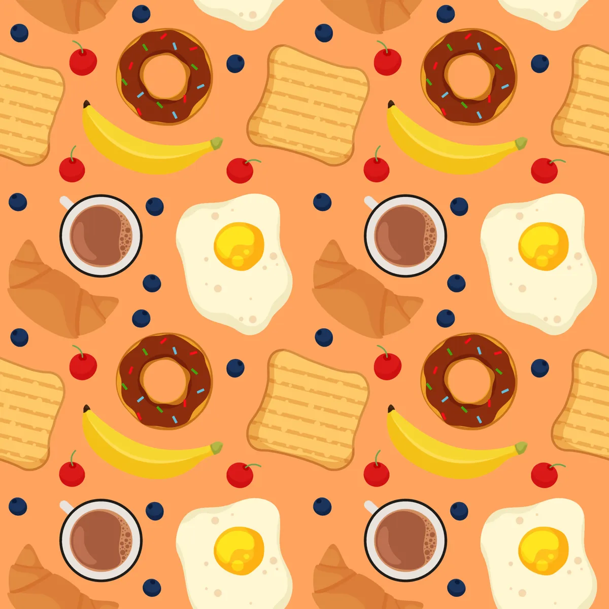Breakfast Seamless Pattern Background